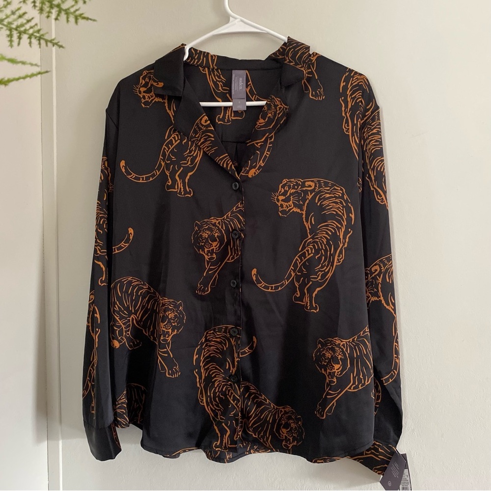 Auden Black and Orange Tiger Print Pajama Top